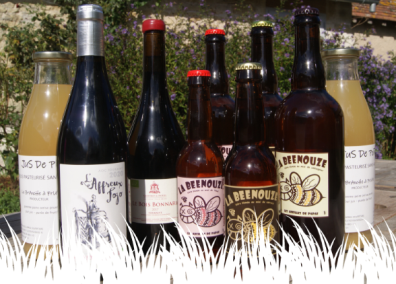 Jus de fruits, bi&egrave;res et vin